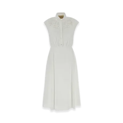 Valentino Women's Embroidered Midi Dress "Bianco"