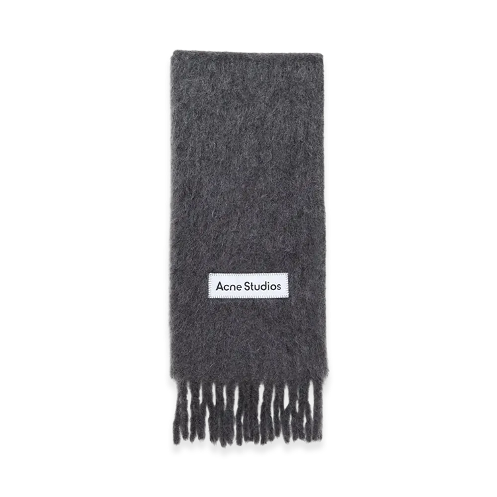 Acne Studios Wool Fringed Scarf "Dark Grey"