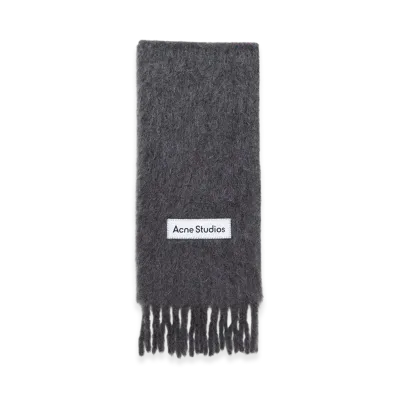 Acne Studios Wool Fringed Scarf "Dark Grey"