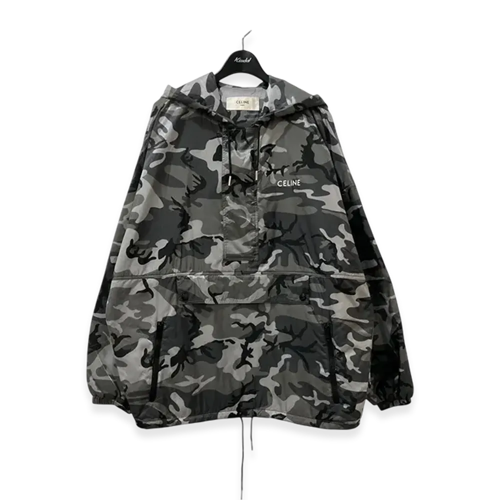 CELINE Camouflage Pattern Half Zip Nylon Jacket "Gray"