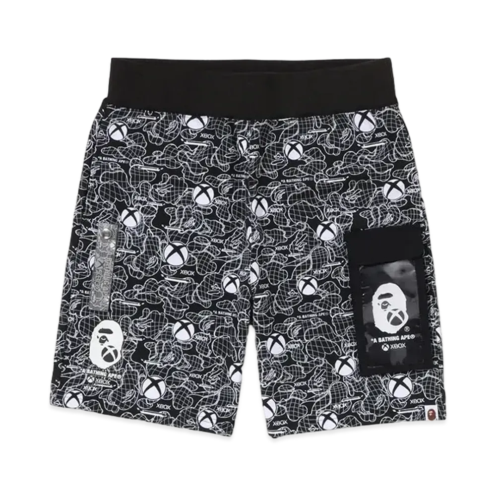 A BATHING APE x XBOX Camo Sweat Shorts "Black"