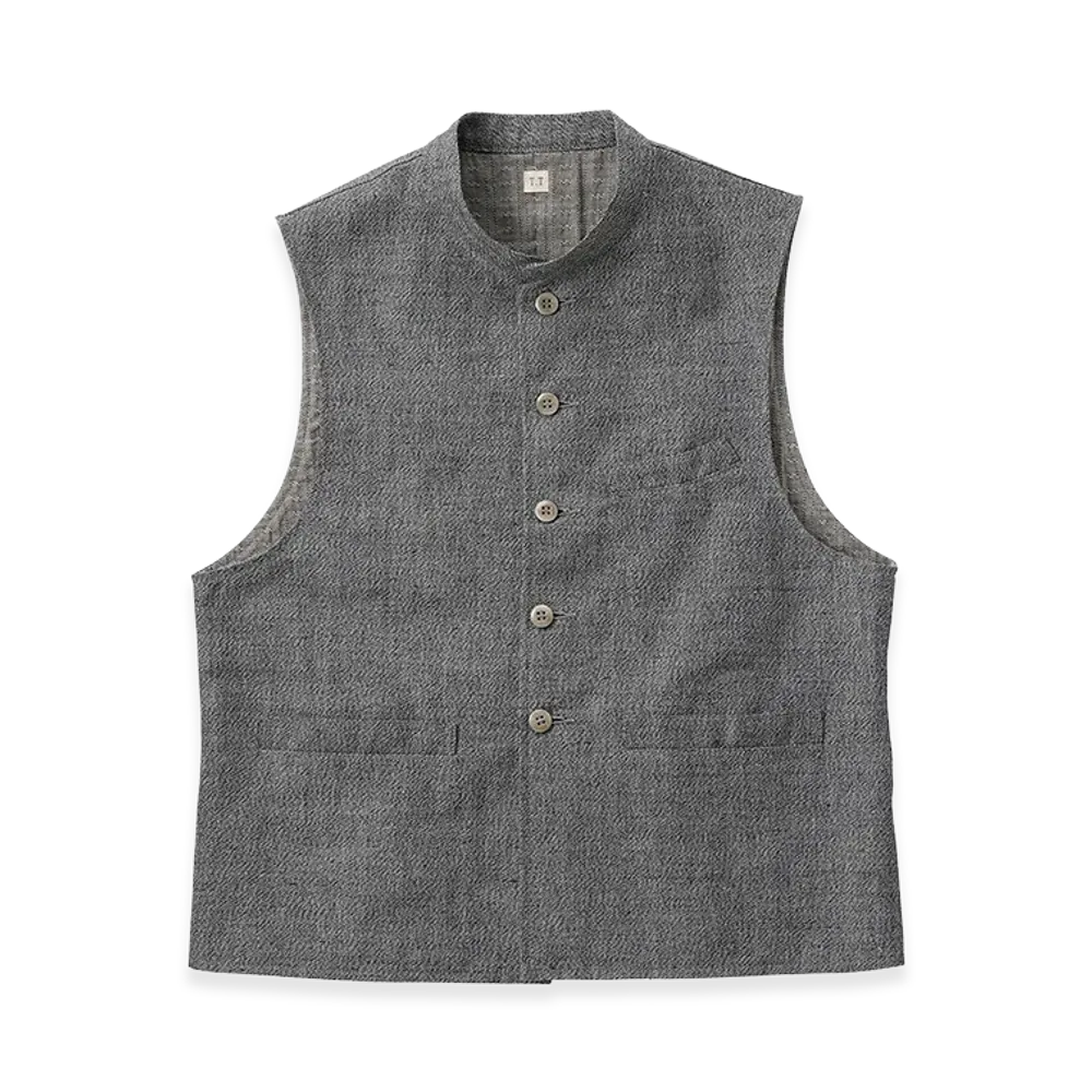 T.T Taiga Takahashi LOT.107 Stand Collar Vest "Melange Gray"