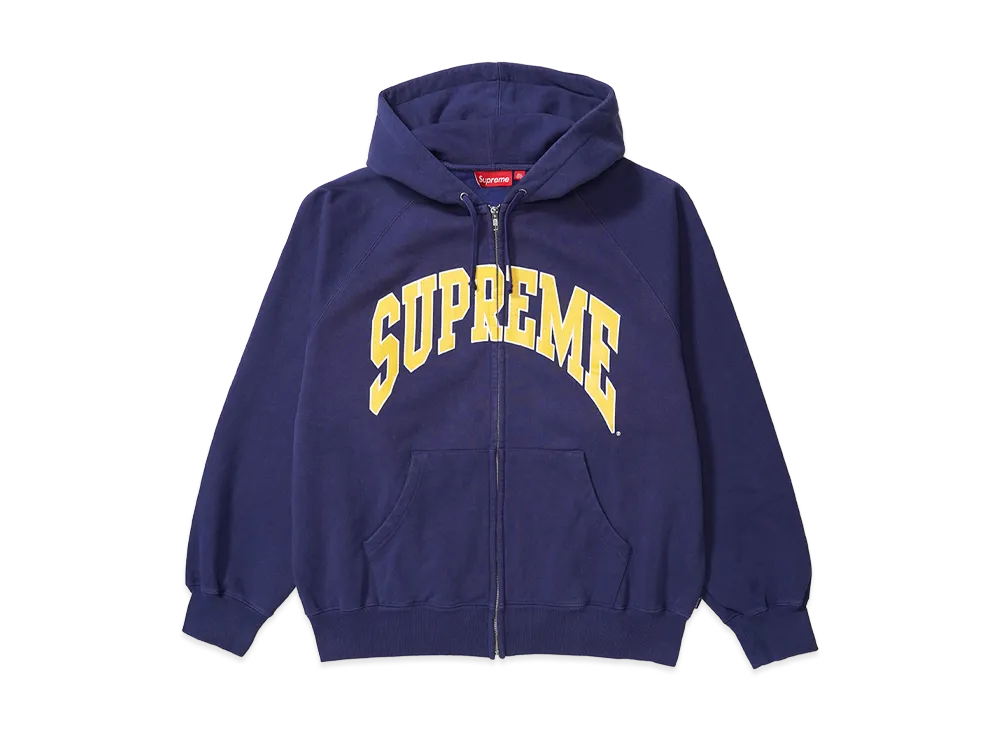 Supreme Cracked Raglan Zip Up Hooded Sweatshirt "Washed Navy"