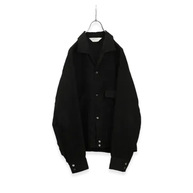 ANCELLM Vegan Suede Open Collar Shirt "Black"