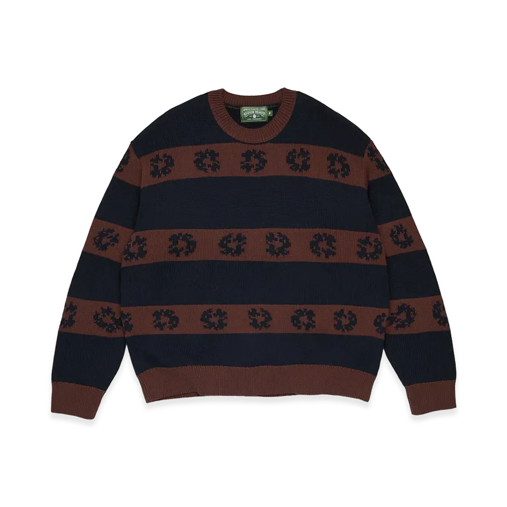 DENIM TEARS Cotton Wreath Striped Sweater "Navy/Brown"