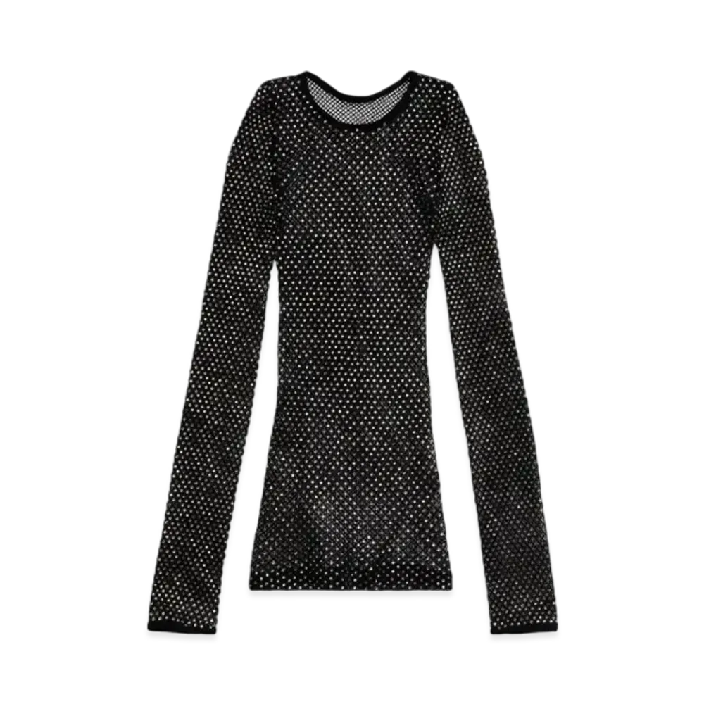 BALENCIAGA Crystal Mesh Top "Black"