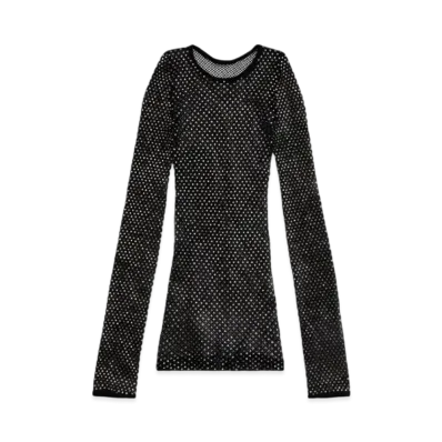 BALENCIAGA Crystal Mesh Top "Black"