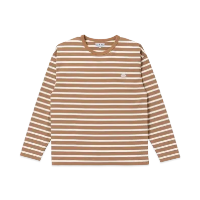 BlackEyePatch OG LABEL BORDERED L/S TEE "Brown/Cream"