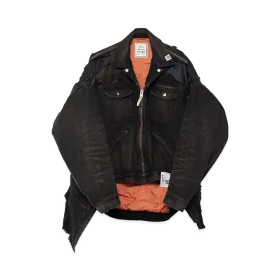 Maison MIHARA YASUHIRO Flight Jacket Layered Denim Jacket "Black"