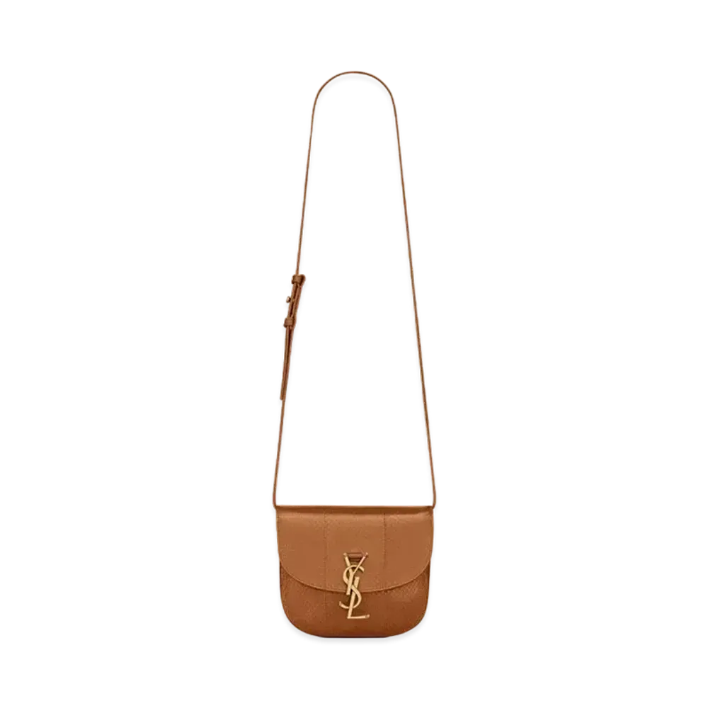 Saint Laurent Kaia Small Satchel In Lacquered Ayers "Rhum Brown"