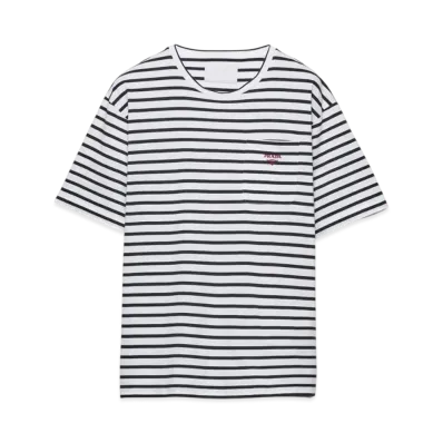 PRADA Men's Striped Cotton T-Shirt "White/Navy"