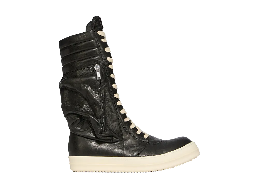 Rick Owens SS26 Cargo Geobasket Tumbled Lamb "Black/Milk"