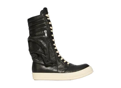 Rick Owens SS26 Cargo Geobasket Tumbled Lamb "Black/Milk"