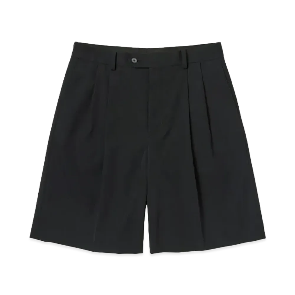 AURALEE Light Wool Max Gabardine Shorts "Top Black"
