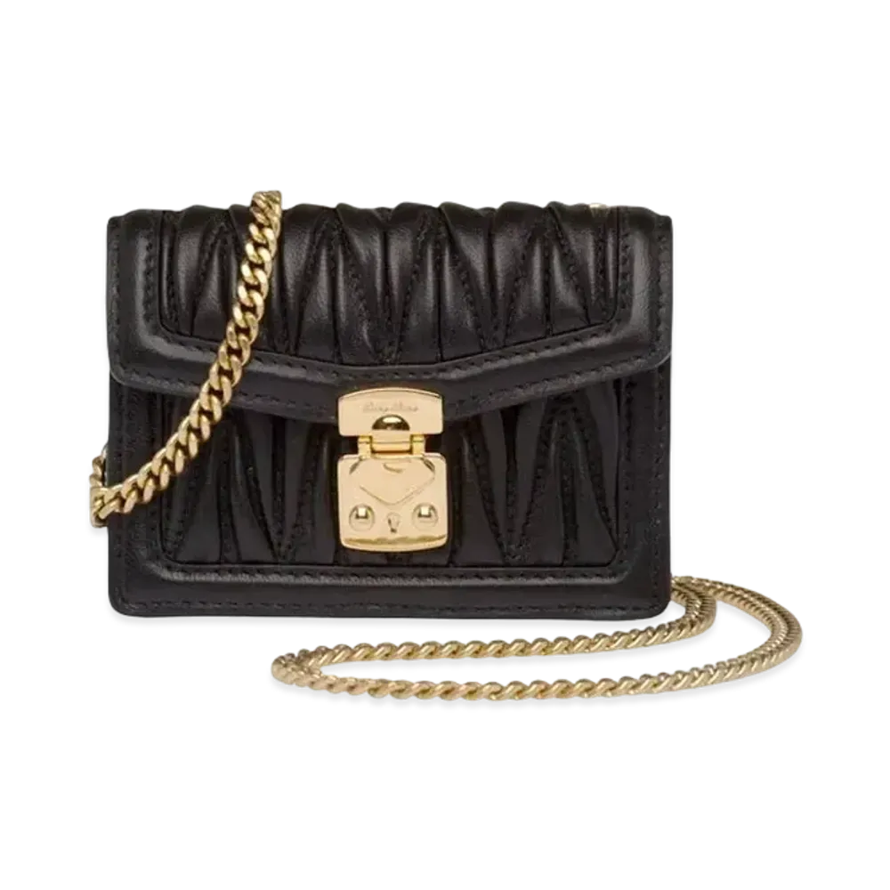 MIU MIU Materassenapa Leather Mini Pouch "Black"
