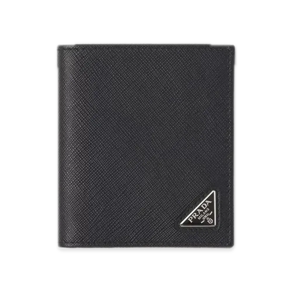 PRADA Saffiano Triangle Wallet "Black"
