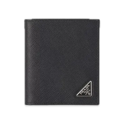 PRADA Saffiano Triangle Wallet "Black"