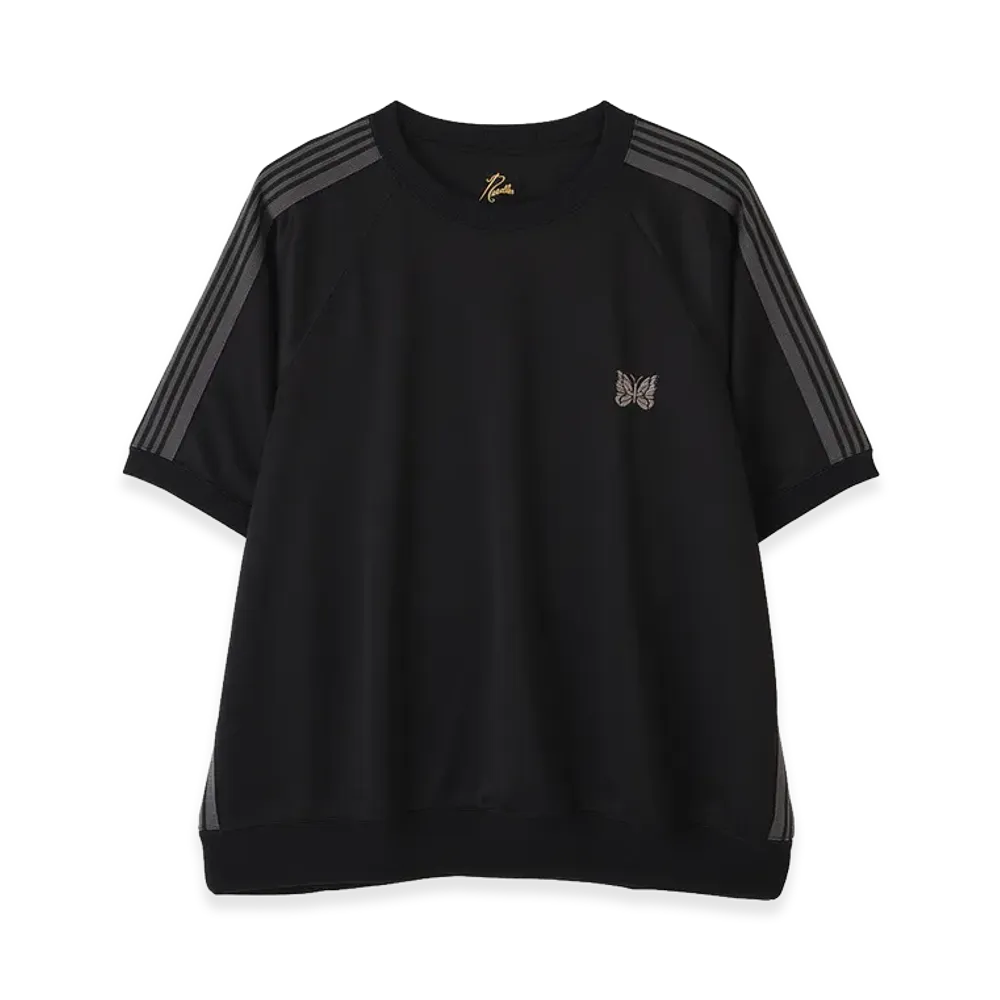 NEEDLES x BEAVER Track S/S Crew Neck Shirt-Poly Smooth "Black"