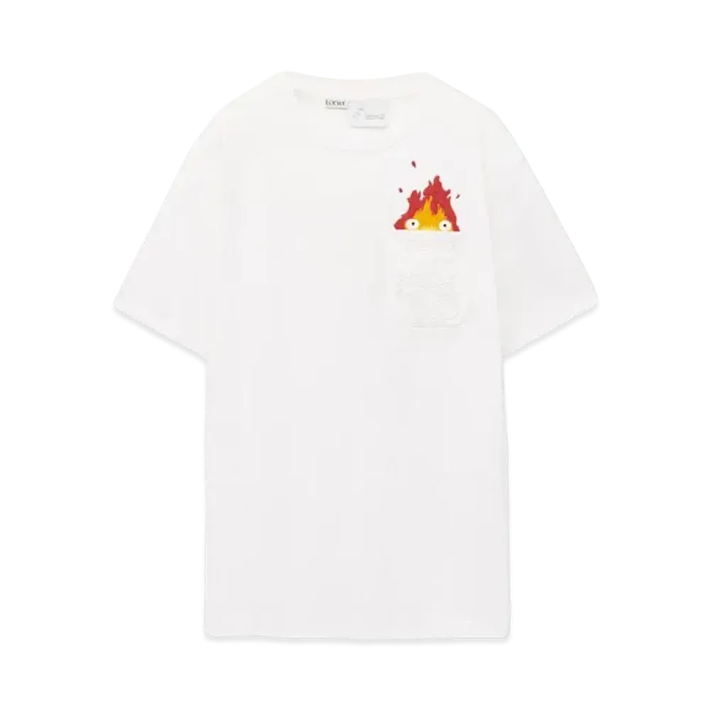 LOEWE x Howl's Moving Castle Calcifer Pocket T-shirt In Cotton "White"
