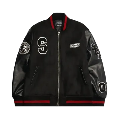 WIND AND SEA x HYSTERIC GLAMOUR Varsity Jacket "Black"