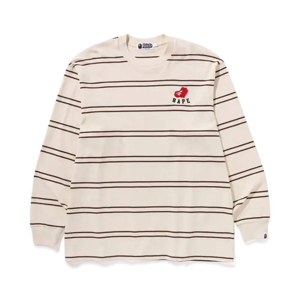 A BATHING APE Ape Heart Hoop L/S Tee "Ivory"