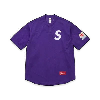 Supreme Shop S Logo Baseball Henley "Purple - Los Angeles"