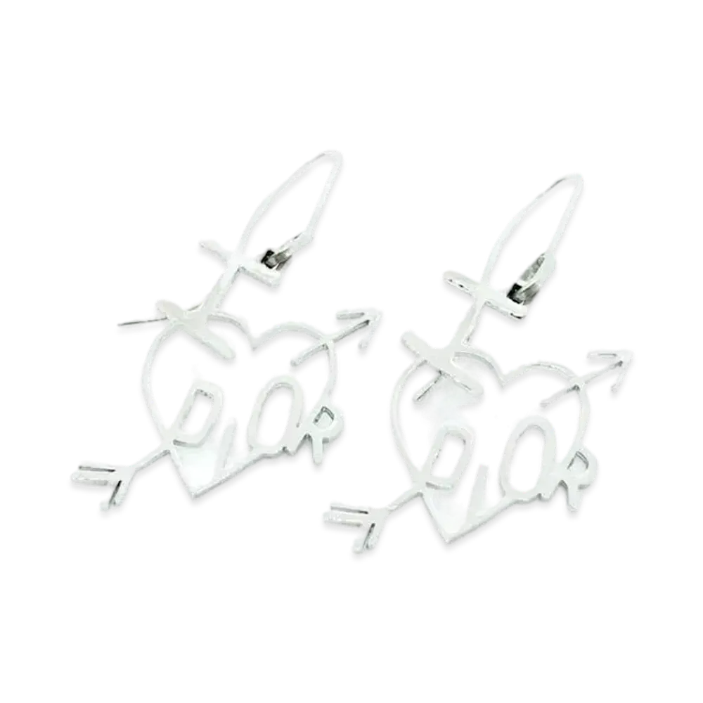 Dior Swing Heart Arrow Earrings "Silver"