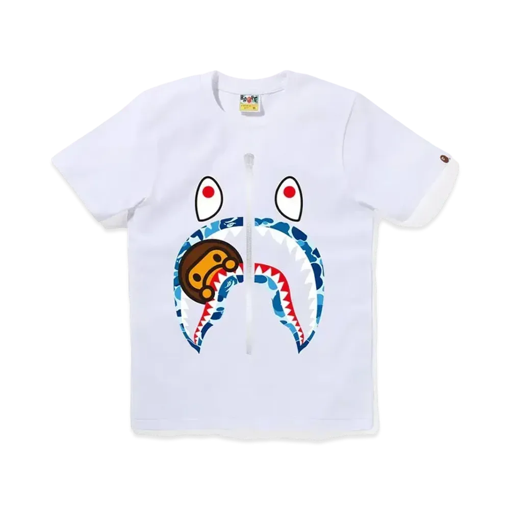 A BATHING APE ABC Camo Milo Shark Tee "White/Blue"