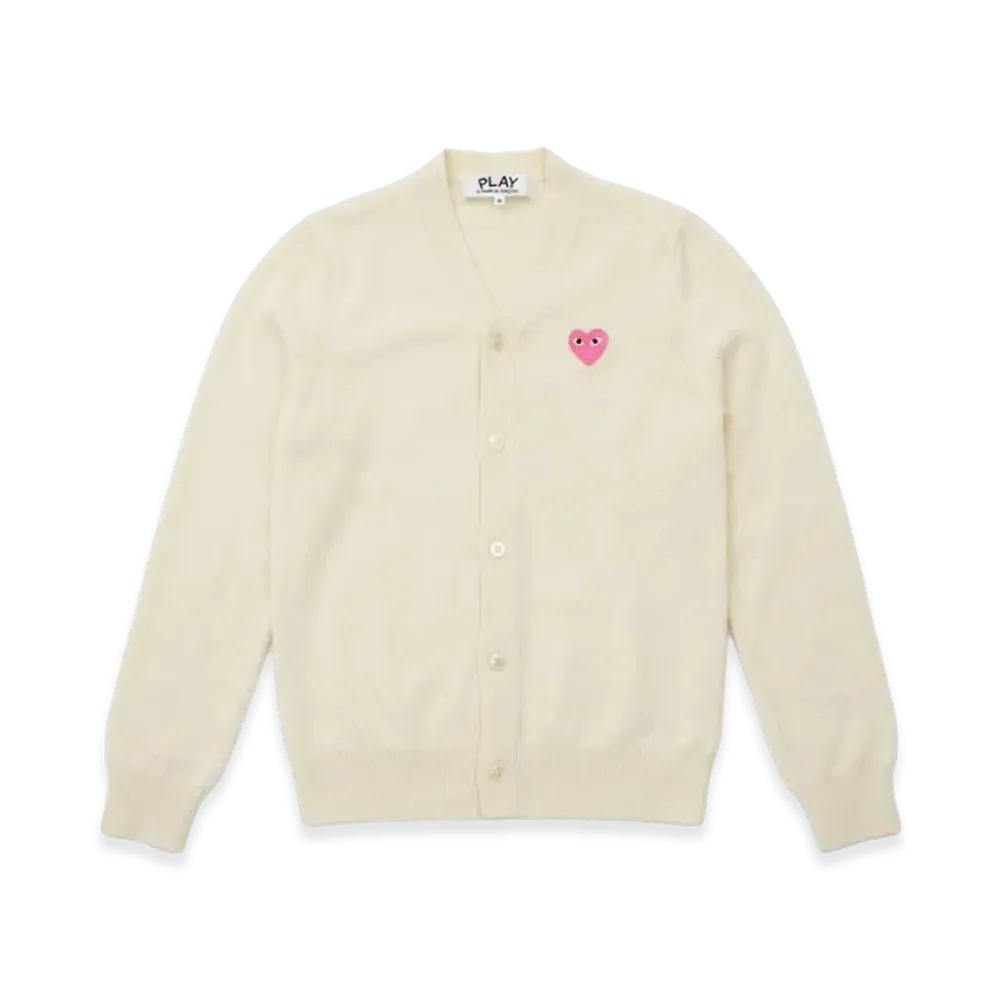 PLAY COMME des GARCONS V-Neck Cardigan "Ivory"
