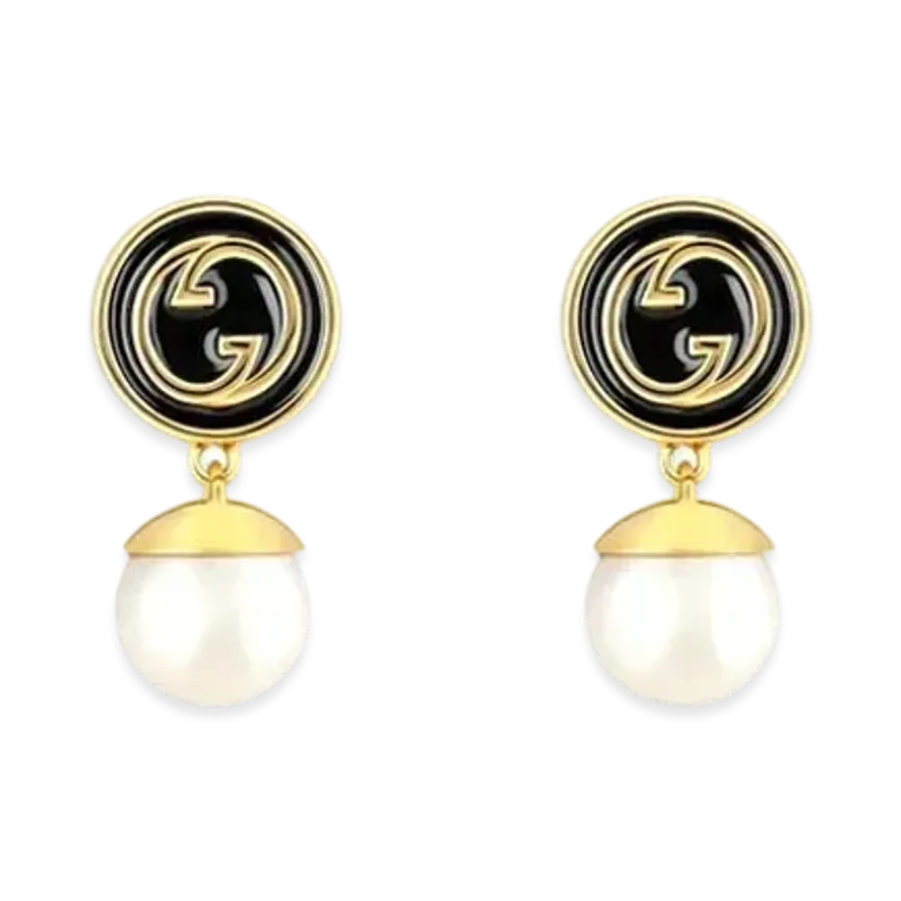 GUCCI Blondie Pearl Earrings "Gold/Black"