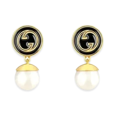 GUCCI Blondie Pearl Earrings "Gold/Black"