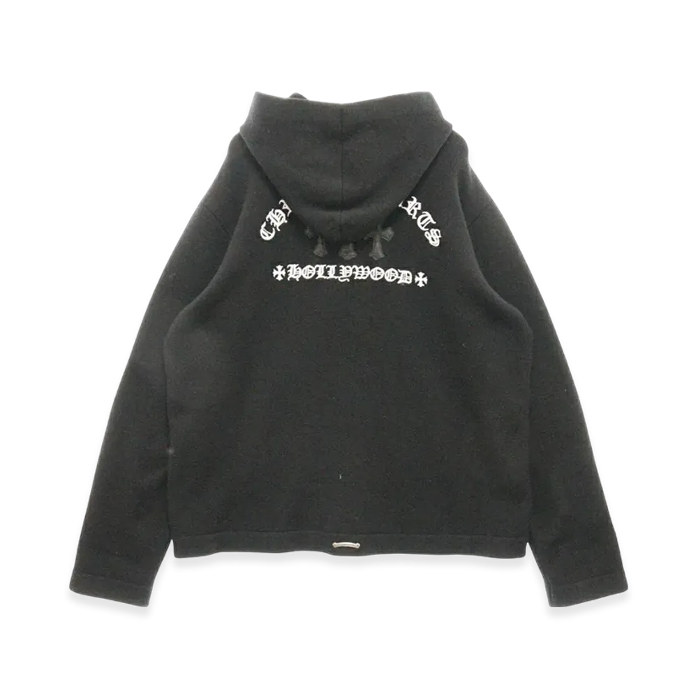 Chrome Hearts Cemetery Cross Embroidered Cashmere Knit Zip Hoodie "Black"