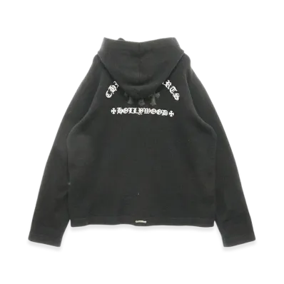 Chrome Hearts Cemetery Cross Embroidered Cashmere Knit Zip Hoodie "Black"