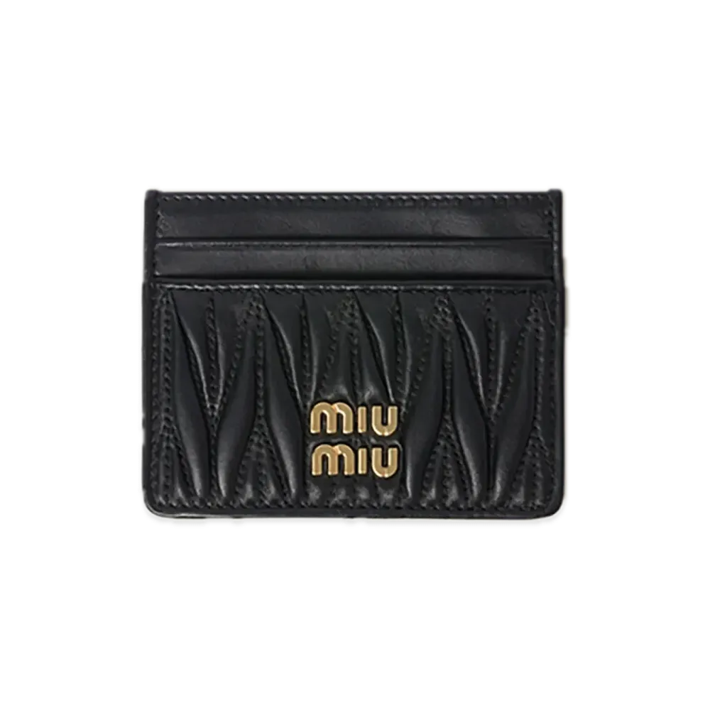 MIU MIU Matelasse Leather Card Case "Black"