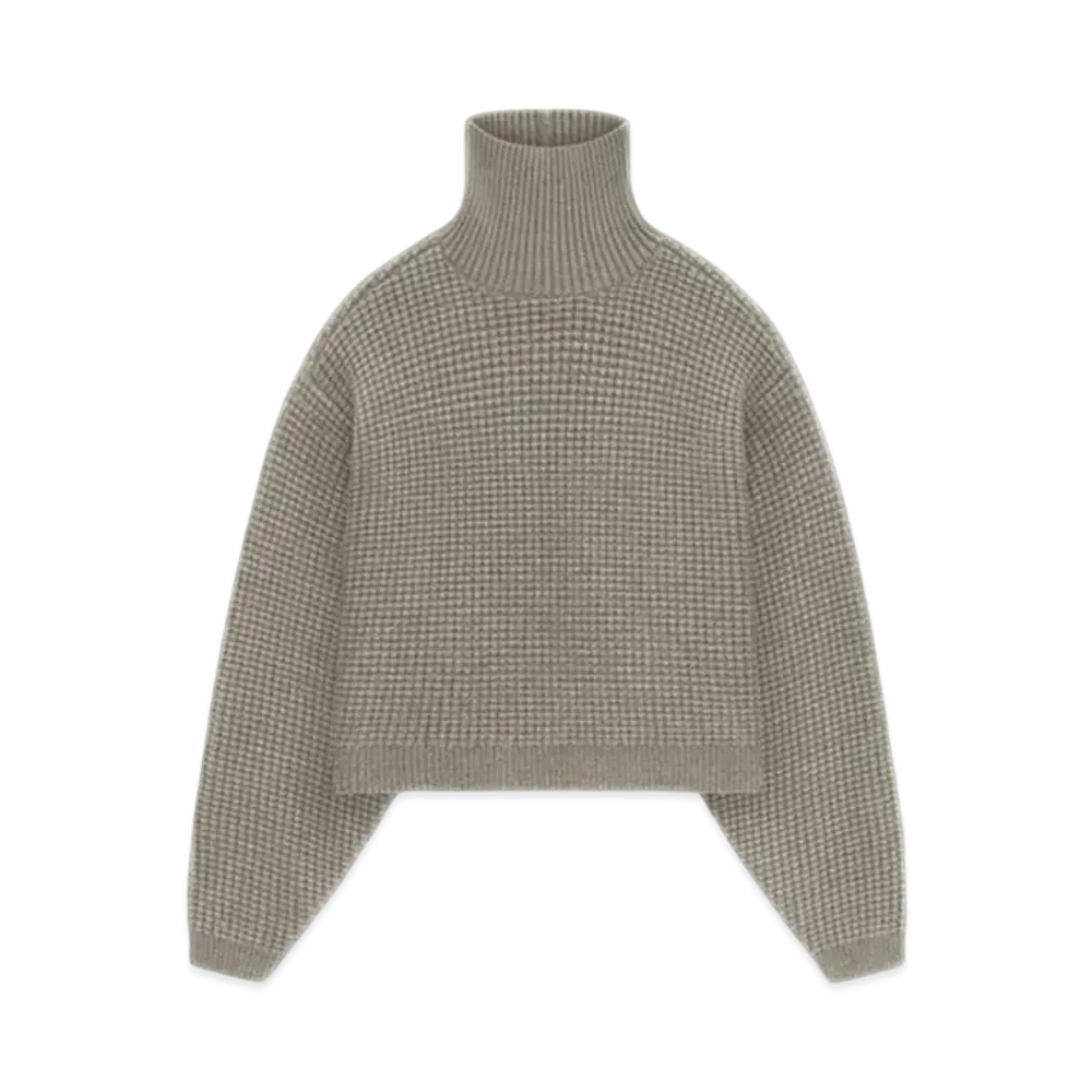 FEAR OF GOD Essentials Women's Heavy Waffle Cropped Turtleneck "Heather Gray"