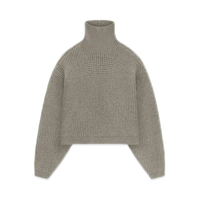 FEAR OF GOD Essentials Women's Heavy Waffle Cropped Turtleneck "Heather Gray"