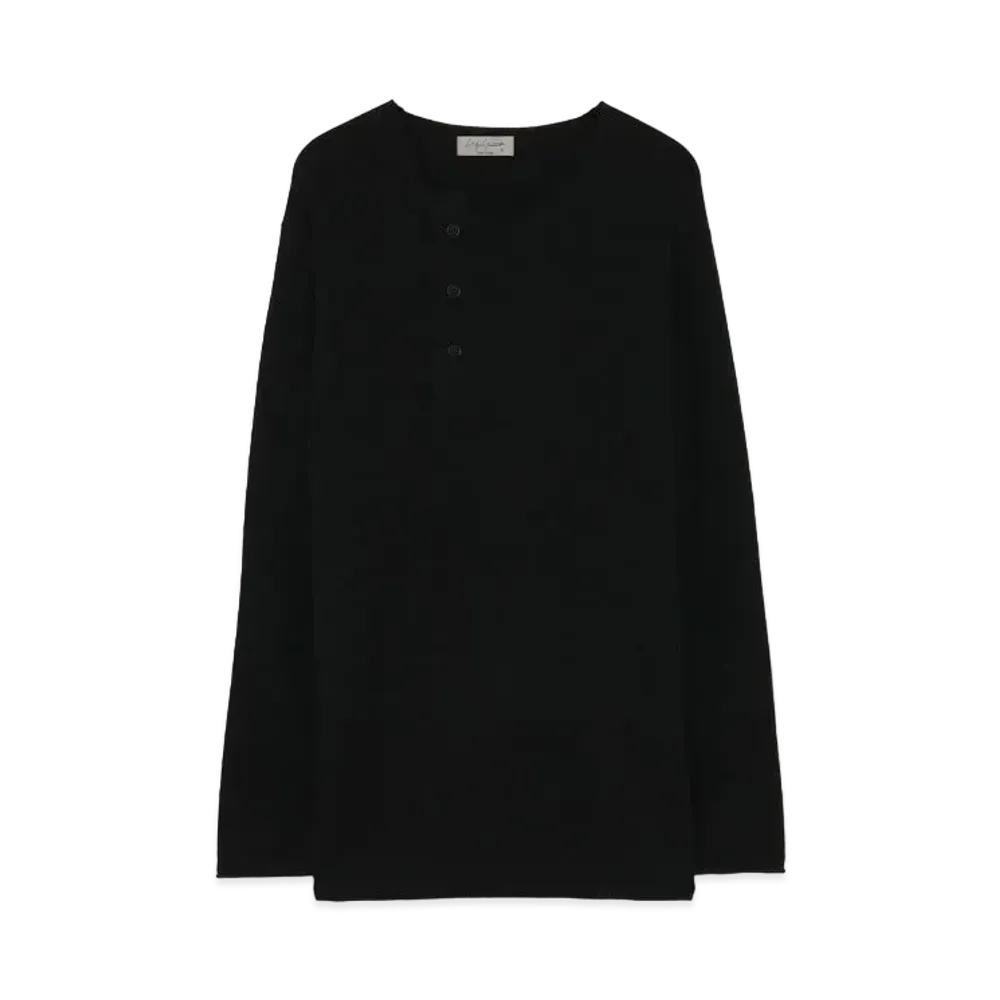 Yohji Yamamoto Pour Homme 12G CASHMERE ROUND NECK LONG SLEEVES "Black"