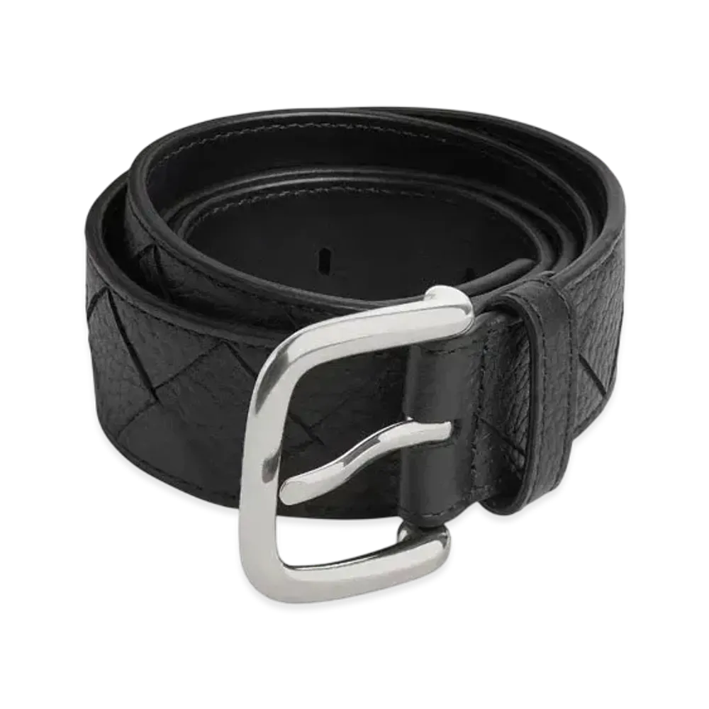 Bottega Veneta Intrecciato Taurillon Belt "Black"