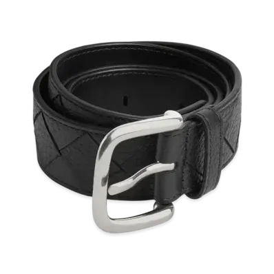 Bottega Veneta Intrecciato Taurillon Belt "Black"