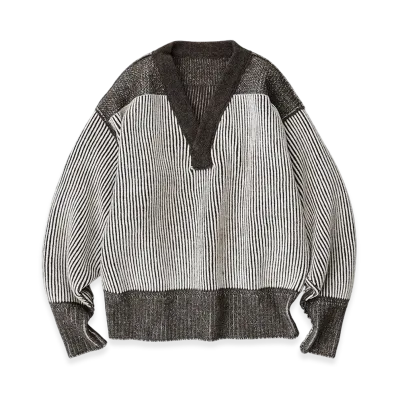 NICENESS Goldblum Mechanic Sweater "Gray/Off White"