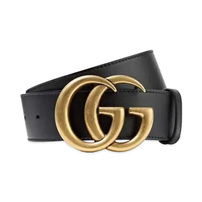 Gucci Double G Buckle Leather Belt ”Black/Gold”