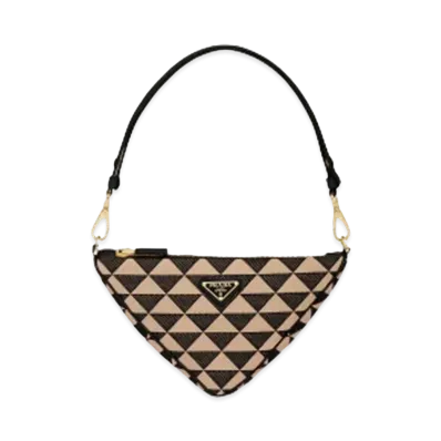 PRADA Symbole Leather and Fabric Mini Bag "Black/Beige"