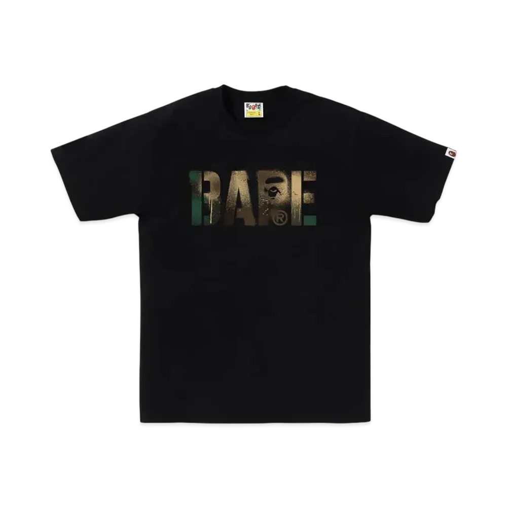 A BATHING APE Map Camo Stencil Bape Logo Tee "Black/Green"