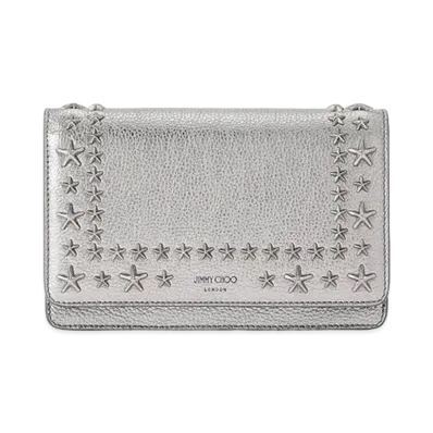 Jimmy Choo Palace Metallic Soft Grainy Calf Leather Mini Bag With Star Studs "Dark Silver/Gunmetal"