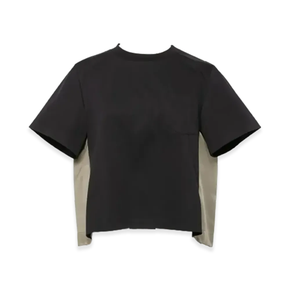 sacai Nylon Twill Mix Cotton Jersey T-Shirt "Navy/Taupe"