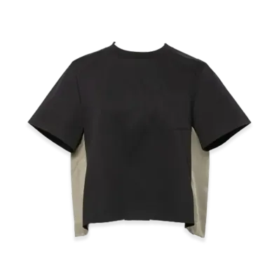 sacai Nylon Twill Mix Cotton Jersey T-Shirt "Navy/Taupe"