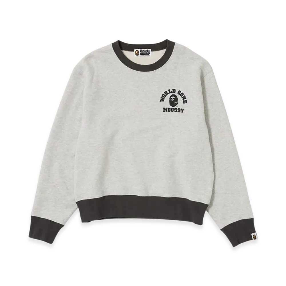 A BATHING APE x MOUSSY Relaxed Fit Crew Neck "Grey"