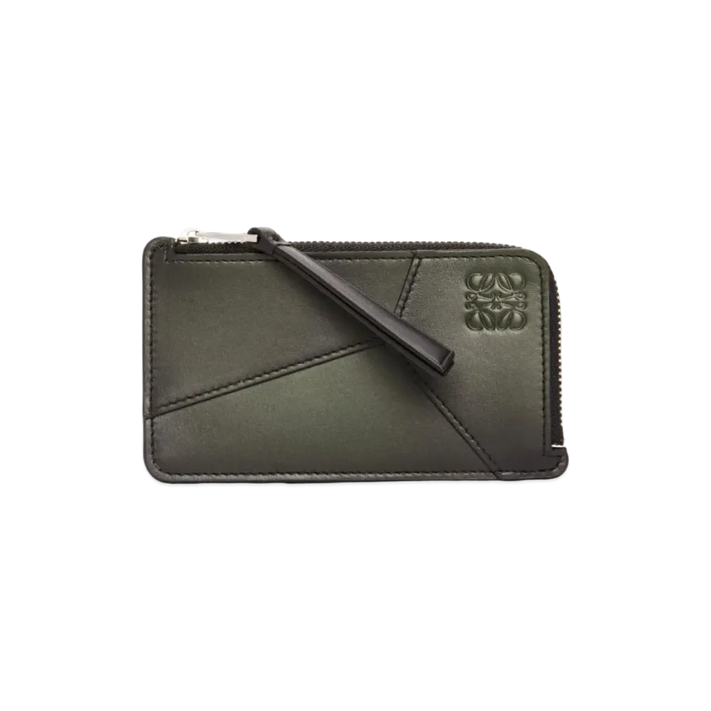 LOEWE Puzzle Coin Card Holder Silk Calf "Bottle Green"