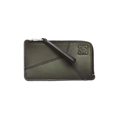 LOEWE Puzzle Coin Card Holder Silk Calf "Bottle Green"
