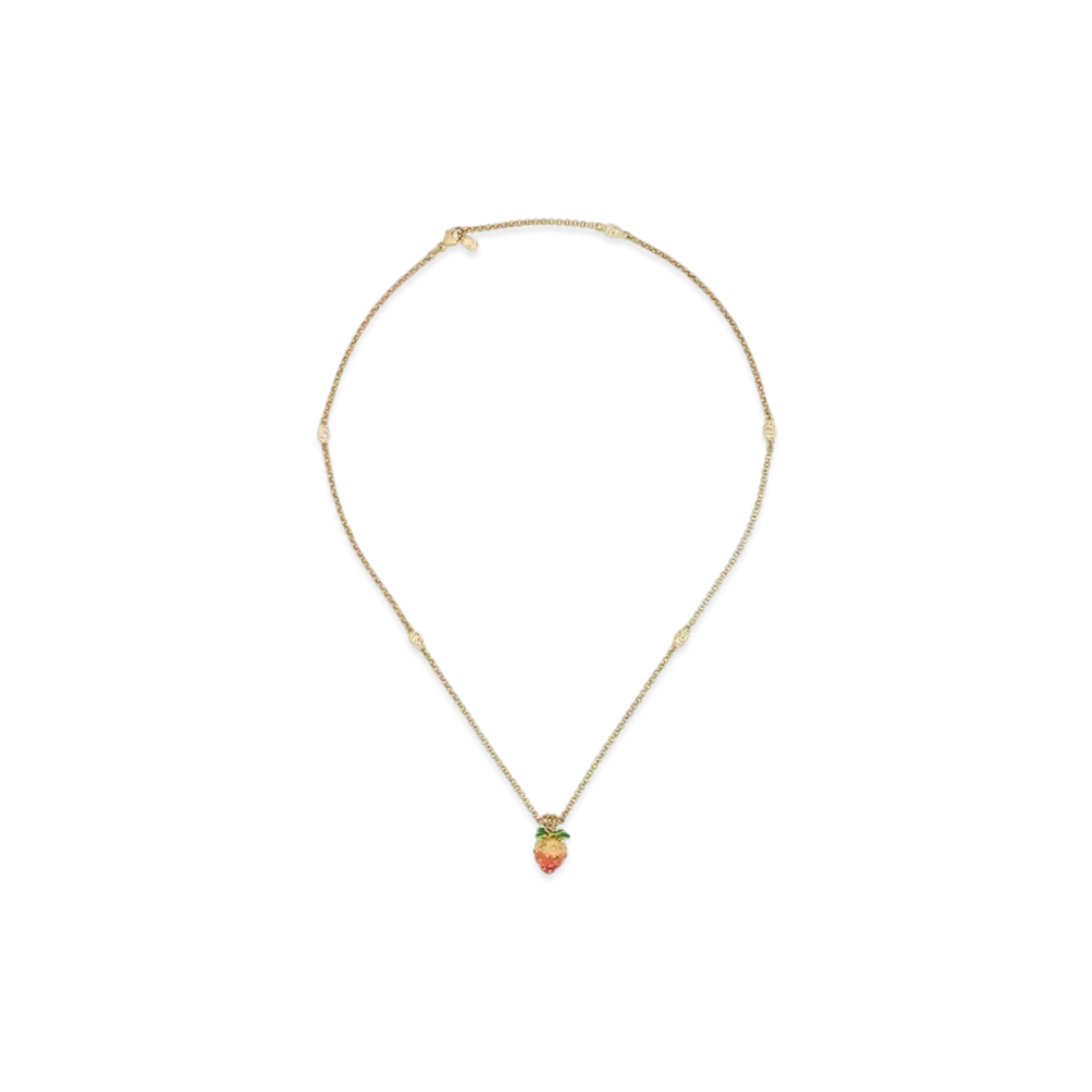 GUCCI Interlocking G Strawberry Charm Necklace